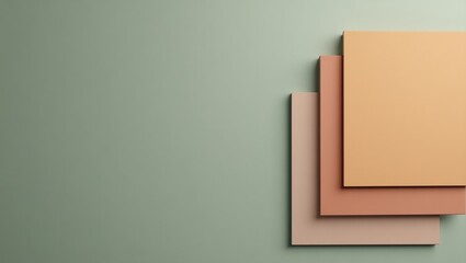 Poster - Minimalist Square Cards Mockup in Earth Tones on Green Background