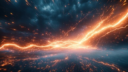 Poster - Fiery Lightning Storm: A Digital Masterpiece