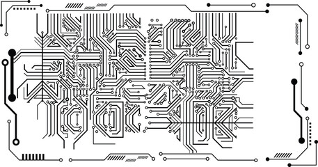 Poster - technology digital circuit board background. technology black circuit diagram. high-tech connection 