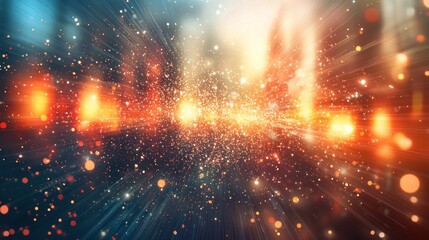 Fototapete - Abstract Light Burst: A Symphony of Warm and Cool Colors