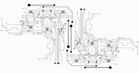 Poster - technology digital circuit board background. technology black circuit diagram. high-tech connection 