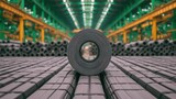 Metal coil in factory warehouse