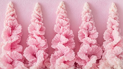 Poster - Five symmetrical pink structures resembling flowerlike abstract formations
