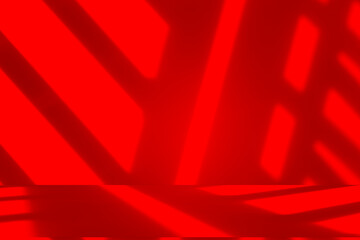 Leinwandbilder - Wall interior background, studio and backdrops show products.with shadow from window color Red background for text insertion and presentation product	