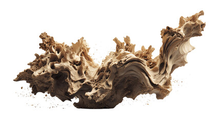 Poster - Abstract beige stone texture swirling form design element 3d art art rock on transparent background