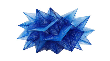 Poster - Abstract blue geometric structure design modern art installation 3d dots on transparent background