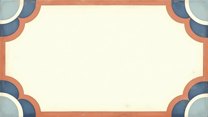 Poster - Decorative Tile Frame with Blue Accents and Beige Background for Design