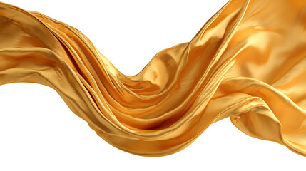 Poster - Elegant golden silk fabric swirling drape abstract background texture art on transparent background