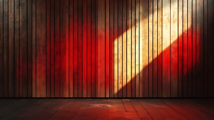 Poster - Wooden plank backdrop with contrasting colors and lighting, perfect for design projects