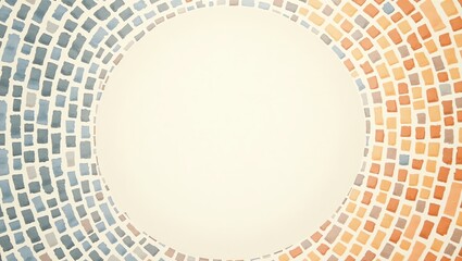 Poster - Abstract Watercolor Mosaic Border with Circle Frame Design Element