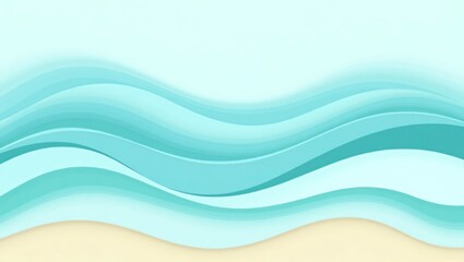 Poster - Abstract Sea Waves Illustration with Sand Bottom in Calming Aqua Tones