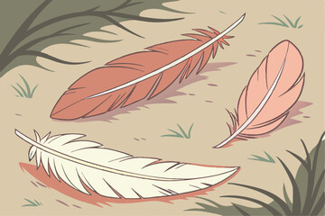 Wall Mural - Feathers & Branches: A Natural Bond