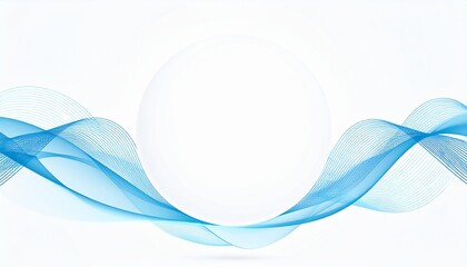 Leinwandbilder - Abstract blue wave background with a white circle, evoking a sense of fluidity and elegance. The smooth, flowing lines create a dynamic and modern aesthetic.
