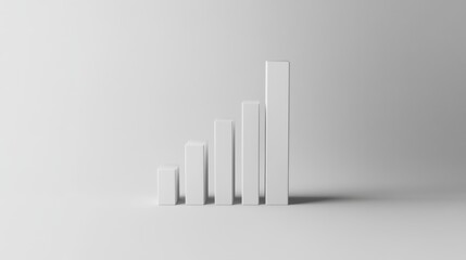 Aufkleber - Minimalistic bar chart with three-dimensional bars in various heights, set against a clean white background.