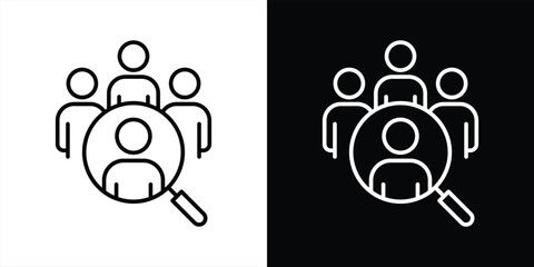Poster - magnifying glass people icon. contain search people, recruitment, community, discovery, connection t