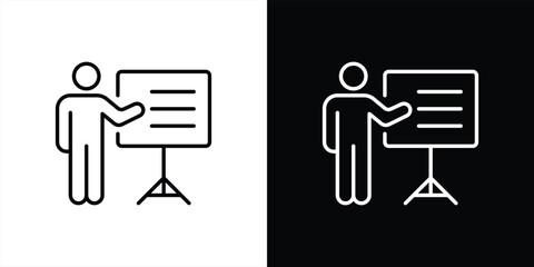 Poster - presentation icon. representing collaborative presentation, training, interactive session thin line icon symbol sign for your app and web. vector illustration