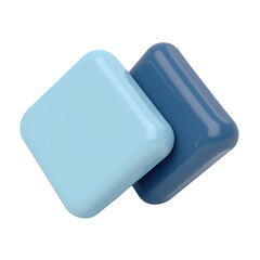 Poster - Two glossy square shapes in light and dark blue overlapping in a isolated on transparent background