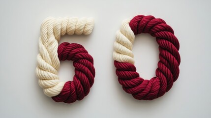 Poster - the number sixty is formed using thick braided rope