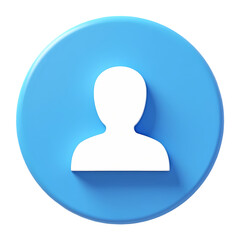 Poster - A white user icon silhouette on a light blue circle with a soft shadow view isolated on transparent background