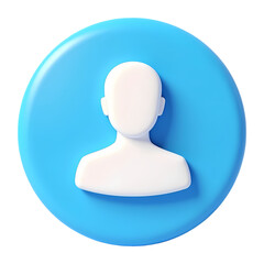 Poster - White faceless person icon on a blue circle background representing a user profile or account avatar isolated on transparent background