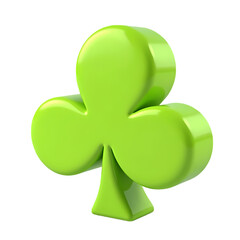 Poster - A bright green clover symbol with rounded edges isolated  in a isolated on transparent background