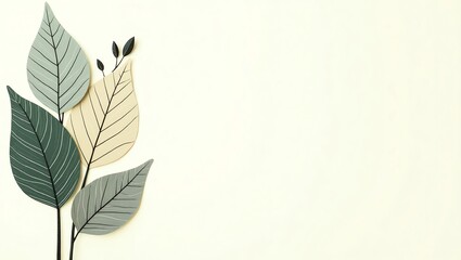 Poster - Minimalist Leaf Design on Pale Background for Creative and Decorative Projects