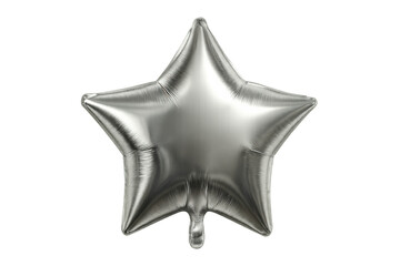 Poster - Silver mylar star-shaped balloon floating gracefully against a transparent background, adding a touch of festive charm to any celebration