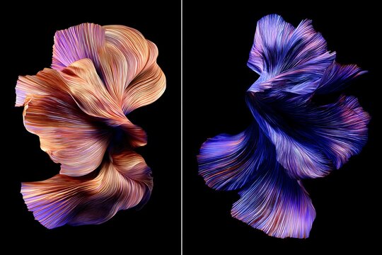 Abstract flowing lines in contrasting color themes