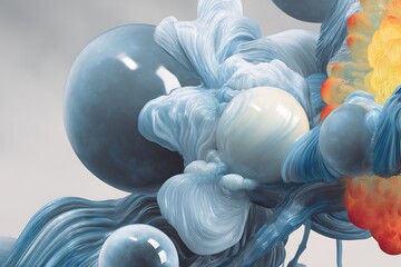 Aufkleber - Abstract forms with spheres and textures