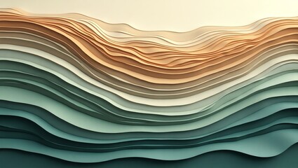 Poster - Abstract Wavy Layers with Gradient Color Transition Creates a Calm Visual