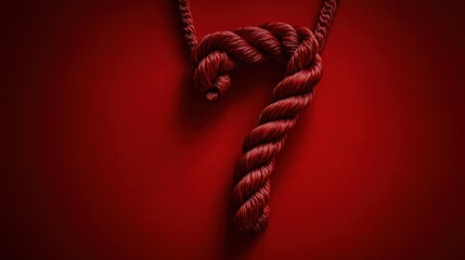 Poster - A stylized artistic representation using crimson rope and a textured background