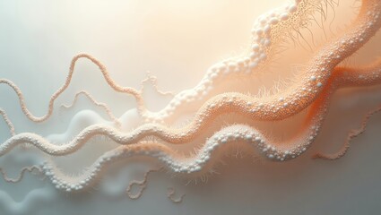 Poster - Abstract White and Orange Cellular Structures Floating in Soft Light