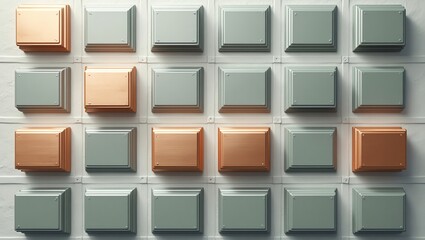 Poster - Abstract Array of Metallic Square Plates with Industrial Design and Texture