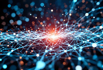 Poster - Technology background, Abstract line network. 3d rendering.