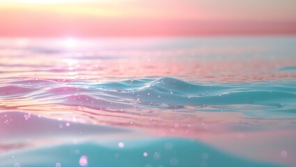 Poster - serene pastel colored ocean water ripples reflecting soft sunset sky
