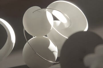 Poster - Modern sculptural arrangement with spheres and rings