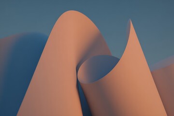 Aufkleber - Abstract peach and blue curves design