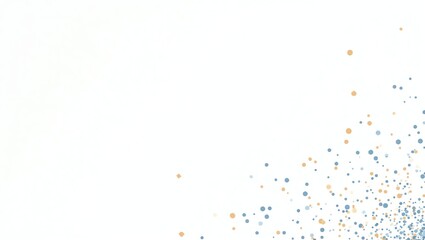 Fototapete - Abstract Scattered Dots on White Background with Soft Blue and Gold