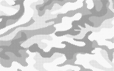 Aufkleber - Abstract halftone seamless camouflage pattern. Repeating digital dotted hexagonal camo military texture background. Abstract modern fabric textile ornament. Vector illustration.
