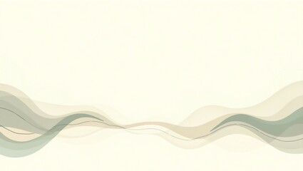 Poster - Abstract Wave Pattern Background in Muted Green and Beige Tones