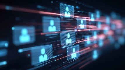 Digital profile icons in data stream concept	