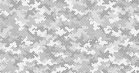 Aufkleber - Abstract halftone seamless camouflage pattern. Repeating digital dotted hexagonal camo military texture background. Abstract modern fabric textile ornament. Vector illustration.