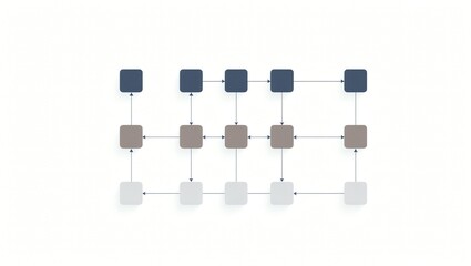 Poster - Connected Data Flow Diagram with Square Nodes and Arrows Network