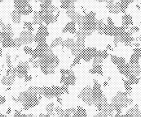 Aufkleber - Abstract halftone seamless camouflage pattern. Repeating digital dotted hexagonal camo military texture background. Abstract modern fabric textile ornament. Vector illustration.