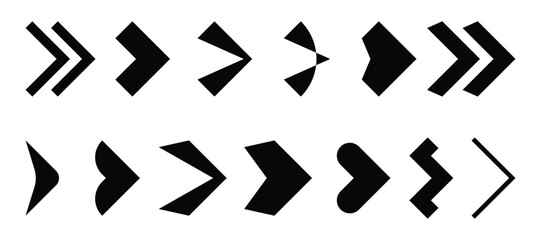 Poster - Black Arrow Vector Set Pointing Right Direction, Navigation Symbol, Sign Design
