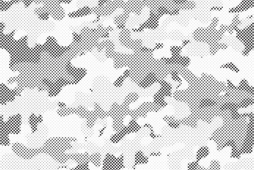 Leinwandbilder - Abstract halftone seamless camouflage pattern. Repeating digital dotted hexagonal camo military texture background. Abstract modern fabric textile ornament. Vector illustration.