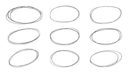 Poster - Hand Drawn Vector Oval Shapes Set Doodle Style Sketchy Frames Design Elements