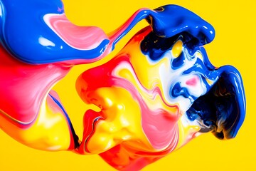 Aufkleber - bright colorful paint swirl on yellow