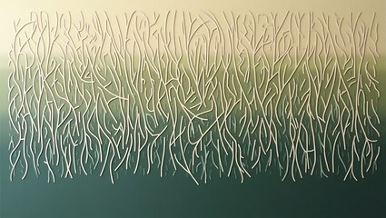 Poster - Abstract Grass Illustration with White Stalks and Green Tones
