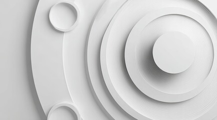 Aufkleber - Abstract grayscale image featuring concentric circles and cylinders, creating a sense of depth and dimension through varying shades of white
